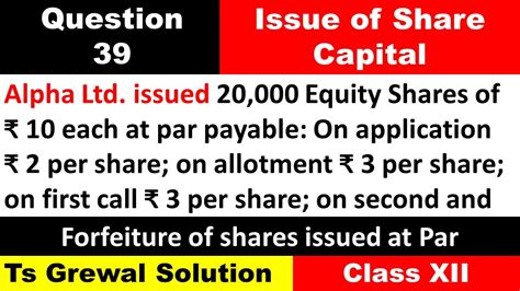 Question Issue Of Share For Class Forfeiture Of Shares Issued