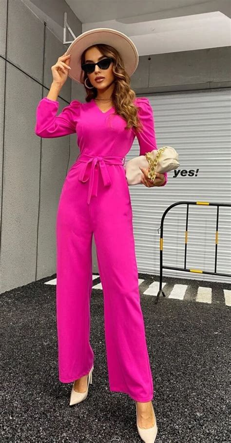 Pin By Sara Elsa On Woman Fashion Hot Pink Outfit Hot Pink Jumpsuits