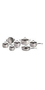 Lagostina Stainless Steel Pots and Pans Set, 12 piece cookware set, Oven and Dishwasher Safe ...