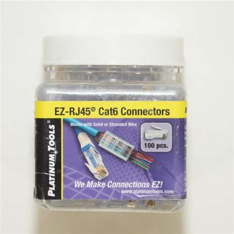 100 Pieces Platinum Tools Ez Rj45 Cat6 Pass Through Connectors 202010j Ebay