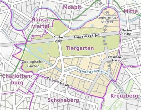 Tiergarten berlin map - Map of tiergarten berlin (Germany)