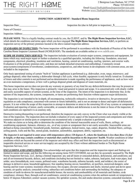 Home Inspection Agreement Template