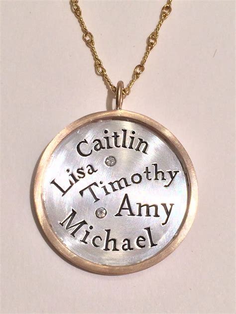 Personalized Engraved Charm Necklace 14k Gold and Sterling - Etsy