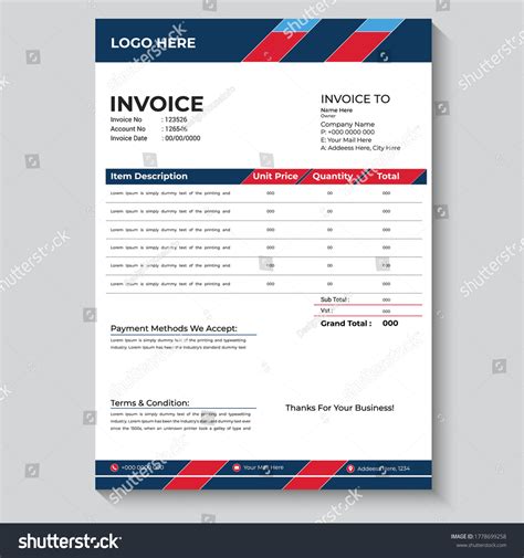 Invoice Template Design Corporate Invoice Design Stock Vector Royalty