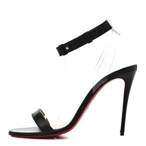 CHRISTIAN LOUBOUTIN Shiny Nappa PVC Jonatina 100 Sandals 38 5 Black