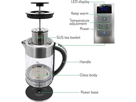 NutriChef Hot Water Boiler Glass Kettle