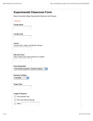 Fillable Online Mesacc Experimental Classroom Form Mesa Community