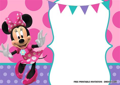 30 FREE Printable Minnie Mouse Birthday Invitation Templates