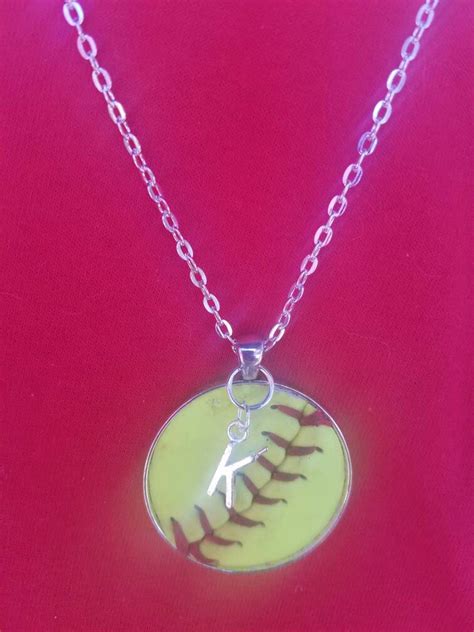 Softball Necklace Softball Jewelry Personalized Softball Etsy