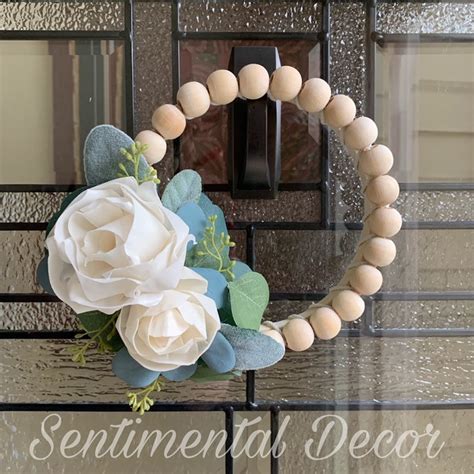 Wood Bead Wreath With Sola Wood Flowers - Etsy