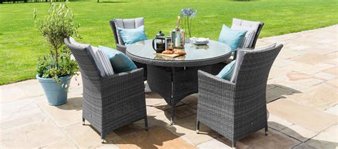 Maze Rattan La 4 Seat Round Dining Set Free Delivery