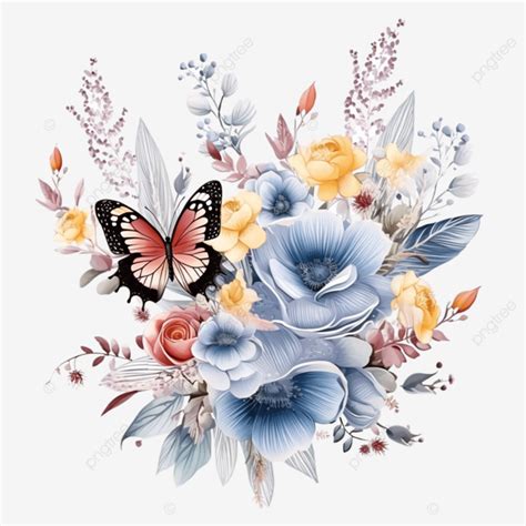 Bloom Flowers And Butterflies Boho Floral Graphic Bloom Flowers