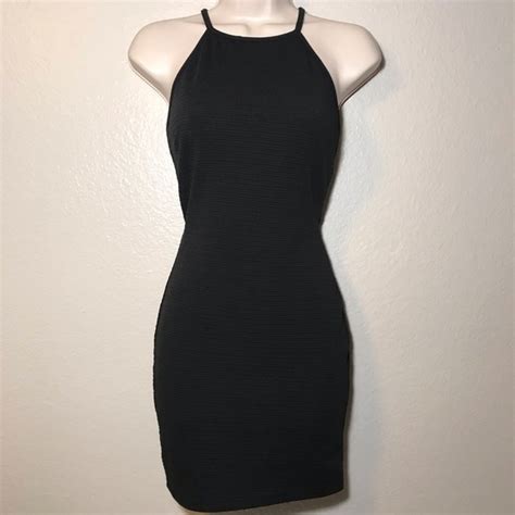 Privy Dresses Privy Black Ribbed Caged Back Bodycon Dress Poshmark