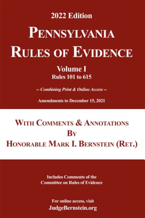 Pennsylvania Rules Of Evidence With Comments And Annotations Volume I