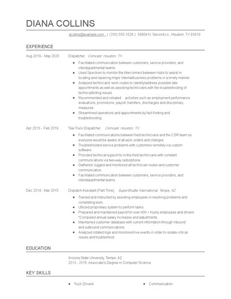 Dispatcher Resume Examples and Tips - Zippia