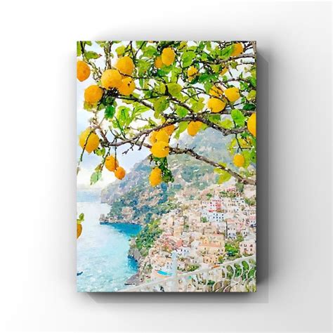 Positano Lemon Tree Amalfi Coast Watercolor Italian Coast Etsy