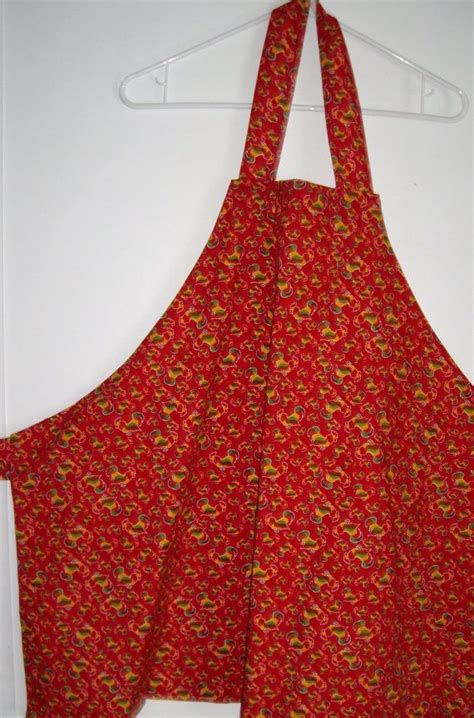 Red Rooster Apron Double Sided By Prudysknits1 On Etsy 2200 Rooster Aprons Red Rooster Etsy