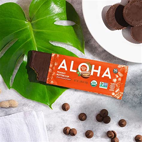 Aloha Organic Plant Based Protein Bars Peanut Butter Cup Bar Vegan Low Sugar Gluten Free