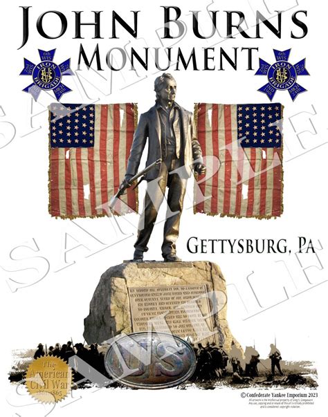 John Burns Monument Gettysburg Battlefield American Civil War Themed Art Print Ebay