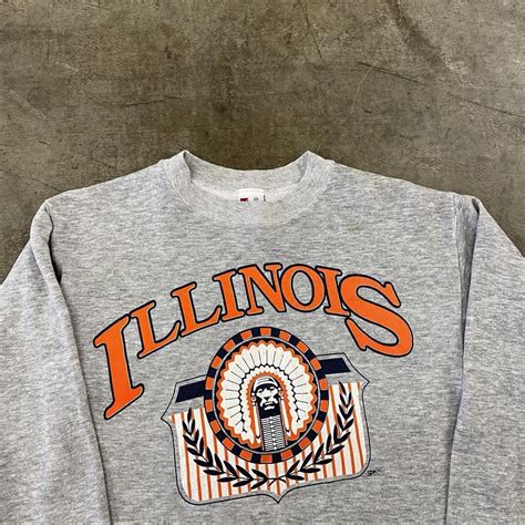 Vintage Sweatshirt 90s Illinois College Graphic Depop