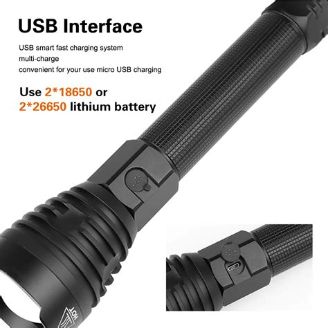 Newest Multi-function Led Flashlight Rechargeable Usb Charging Torch Light Xhp90 Waterproof 500 ...