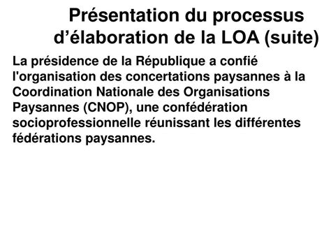 PPT LâÃlaboration de la Loi dâOrientation Agricole du Mali LOA