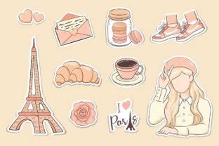 Paris Girl Aesthetic Stickers Gráfico por ndutfrea Creative Fabrica