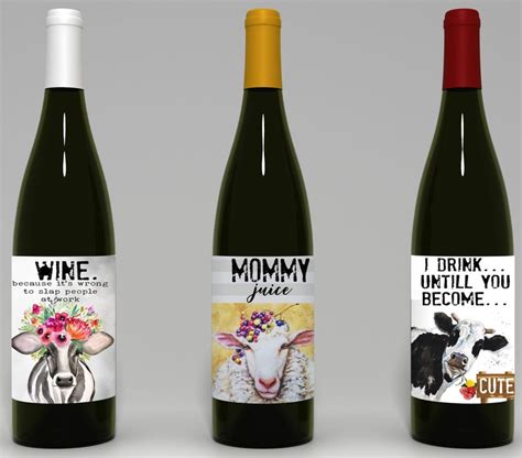 Funny Wine Bottle Labels Label Digital Download Wine Printable Gifts ...