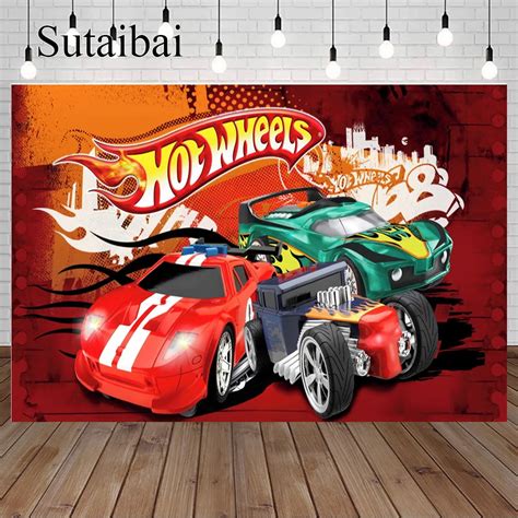 Cartoon Intense Racing Hot Wheels Background Boy Birthday Party Decorated Photography Studio D