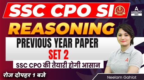 Ssc Cpo Si Ssc Cpo Reasoning By Neelam Gahlot Ssc Cpo Previous Year