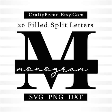 Split Monogram Svg Monogram Font For Cricut Alphabet Letters Split