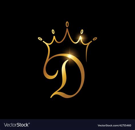 Golden Crown Monogram Initial Letter D Royalty Free Vector