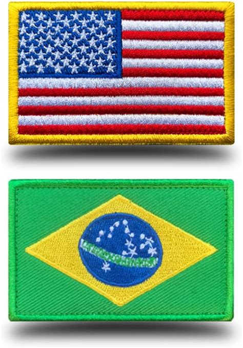 Us Flag Brazilian Flag Patch Antrix 2 Pack American Flag