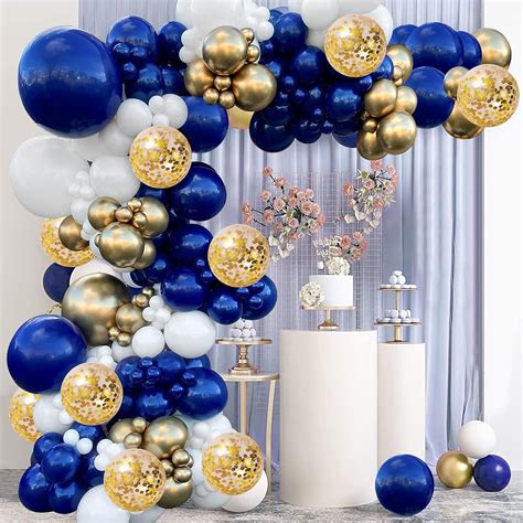 Amazon Zesliwy Navy Blue Gold Balloons Garland Kit Navy Blue Gold