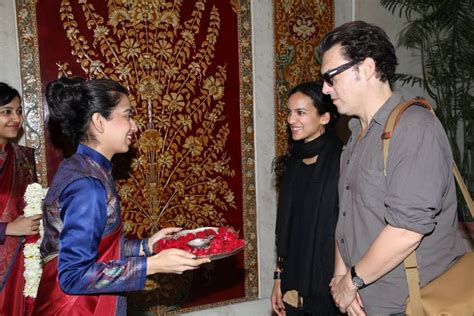 Anoushka Shankar and her husband receiving a warm welcome, at the Taj Mahal Hotel, New Delhi ...