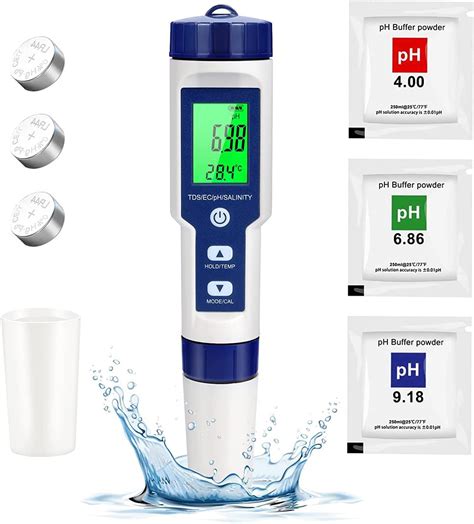 HJB VISSO Digital PH Meter 5 In 1 PH EC TDS Salinity Temp Meter For