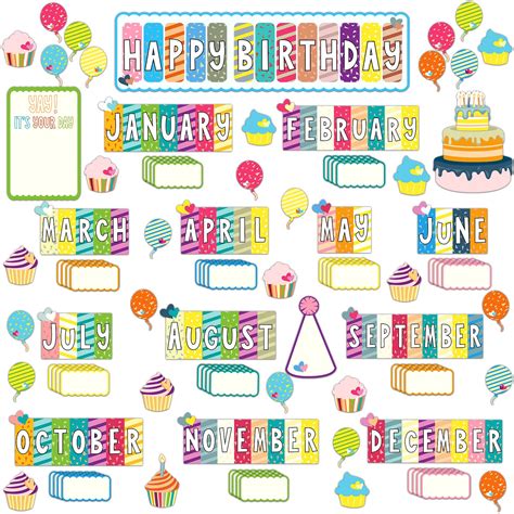 Buy 104 Pcs Happy Birthday Bulletin Board Set Classroom Birthday Chart