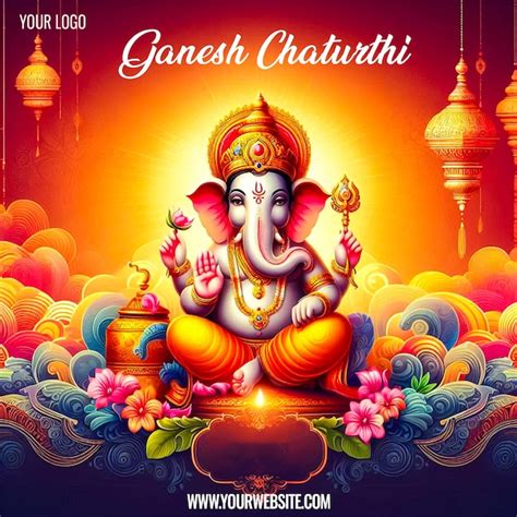 Happy Ganesh Chaturthi Indian Hindu Festival Of God Ganesha Worship