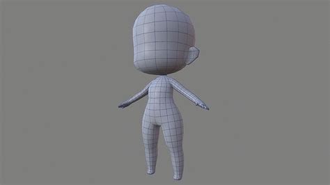 3d Model Female Chibi Lowpoly Character Base Mesh Vr Ar Low Poly Cgtrader