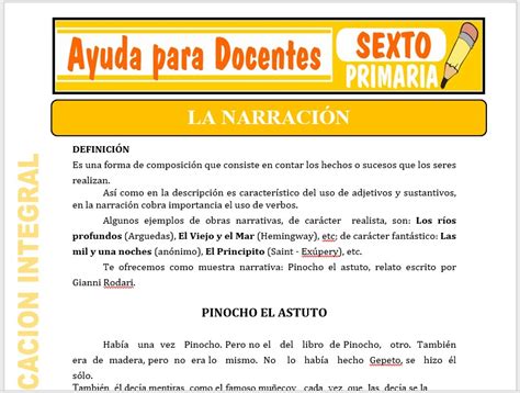 La Narración Para Sexto De Primaria Ayuda Para Docentes