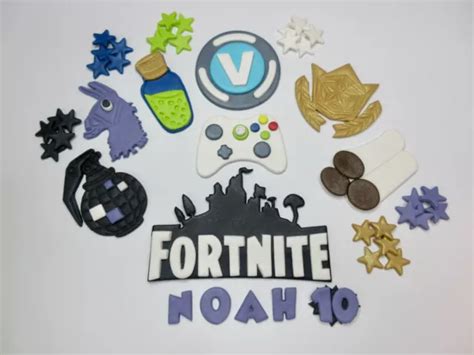 Fortnite Logo Cake Topper Personalised Edible Fondant Handmade Fresh