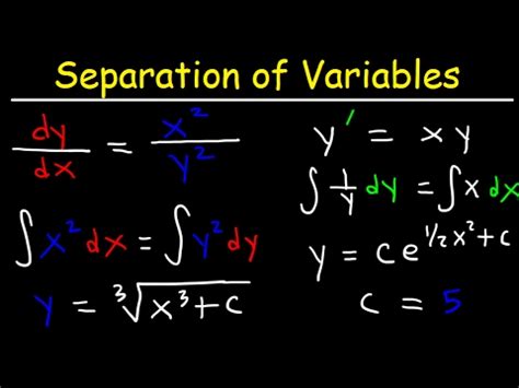 Separation Of Variables Differential Equations First Order Calculus