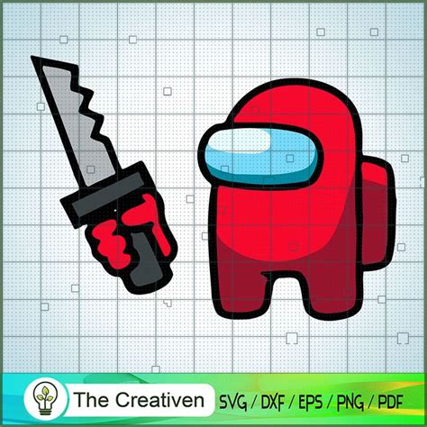 Playful Among Us Impostor Red Knife Svg For Game Enthusiasts