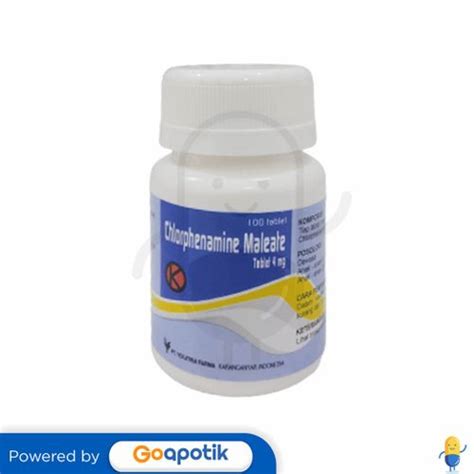 Chlorphenamine Maleate Yekatria 4 Mg Botol 100 Tablet Kegunaan Efek