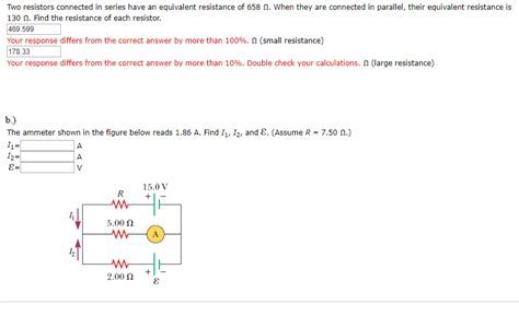 Solved Two Resistors Connected In Series Have An Equivalent Chegg