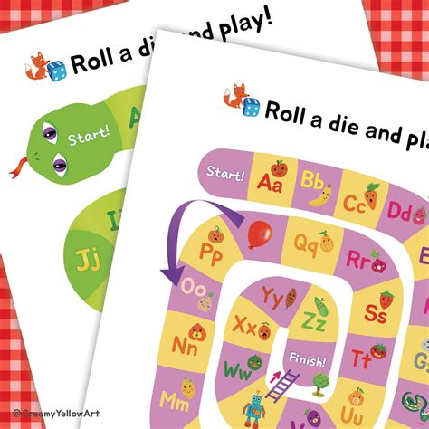 2 Printable Alphabet Board Games for Kids - Etsy