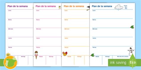 Plantilla De Planificación Plan Semanal Profesor Hizo