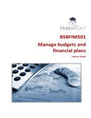 BSBFIM501 Learner Guide V 2 Pdf BSBFIM501 Manage Budgets And