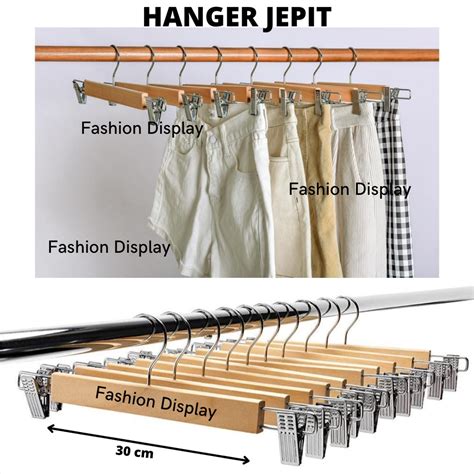 Jual Hanger Kayu Jepit Besi Gantungan Celana Natural Distro Hanger Anak