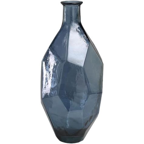 Litton Lane 24 In Blue Tall Spanish Bottleneck Recycled Glass